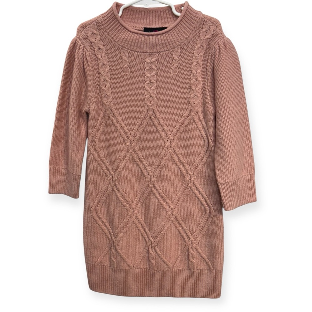 Iz Byer Dusty Rose Cable-Knit Sweater Dress S7/8